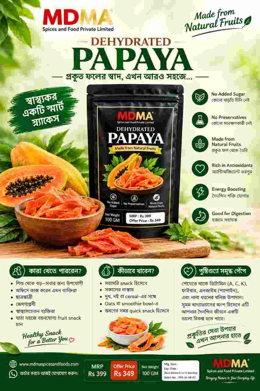 Sun-Dried Dehydrated Papaya Chunks